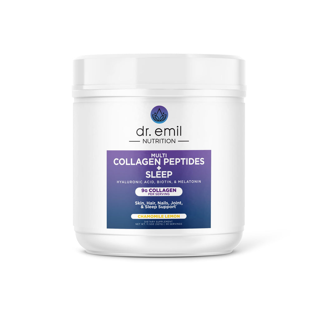 Hero image of DR. EMIL NUTRITION Collagen Peptides Powder Plus Sleep Support in Chamomile Lemon flavor
