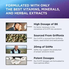 Gluten-free, non-GMO DR. EMIL 5-HTP Plus formula manufactured in a cGMP facility