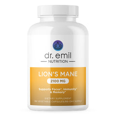 Front view of Dr. Emil Nutrition Organic Lion's Mane bottle
