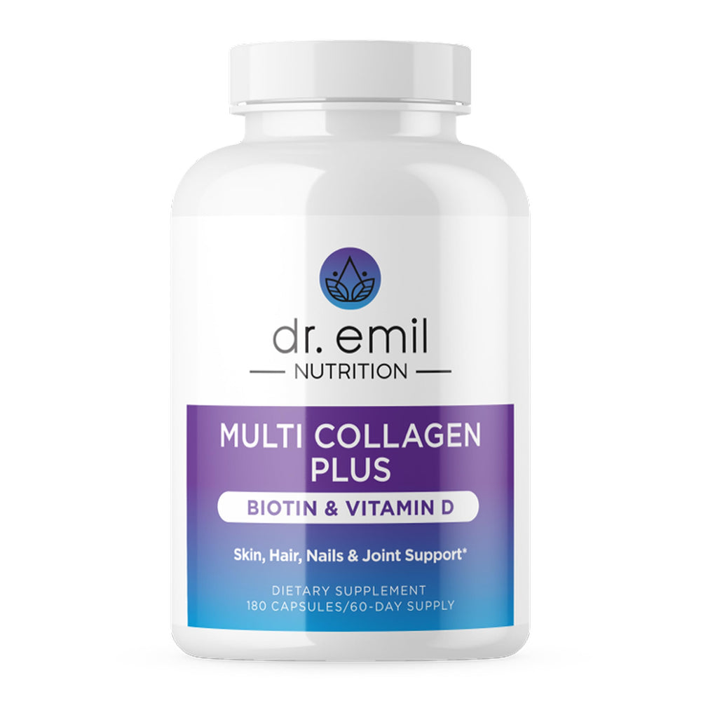 Bottle of DR. EMIL NUTRITION Multi Collagen Peptides Plus Biotin and Vitamin D with 60 servings
