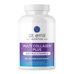 Bottle of DR. EMIL NUTRITION Multi Collagen Peptides Plus Biotin and Vitamin D with 60 servings