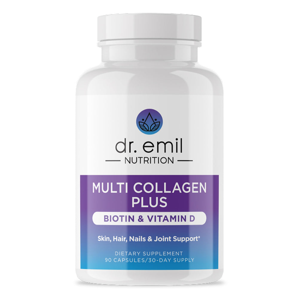 DR. EMIL Nutrition Multi Collagen Plus bottle on white background
