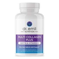 DR. EMIL Nutrition Multi Collagen Plus bottle on white background