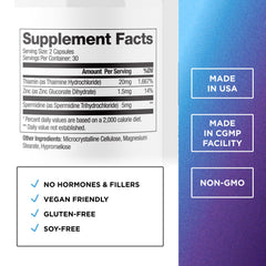 Product label for Spermidine 5mg 60 capsules