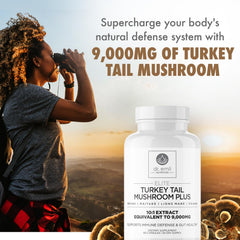 Close-up of Turkey Tail extract showing 900mg per serving