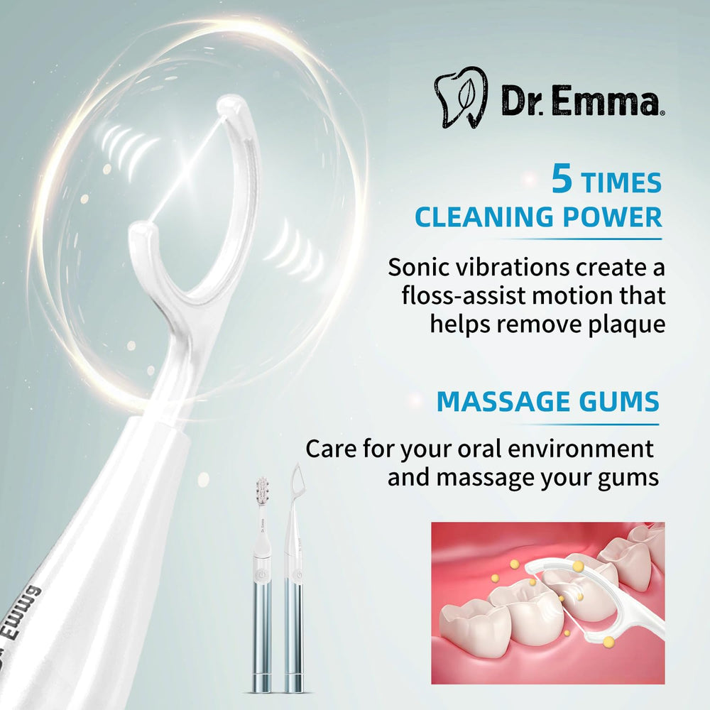 Close-up of Dr. Emma Electric Vibration Flosser Babyblue tip
