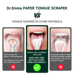 Tongue scraper made from 100% recycled paper with a rounded edge