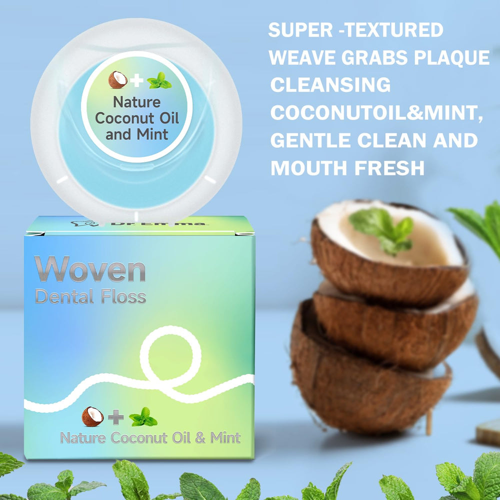 Coconut oil infused floss with mint flavor for lasting freshness