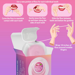 Braces-friendly woven dental floss on pink thread