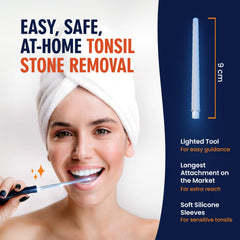 Lighted wand and tonsil stone removal tool setup