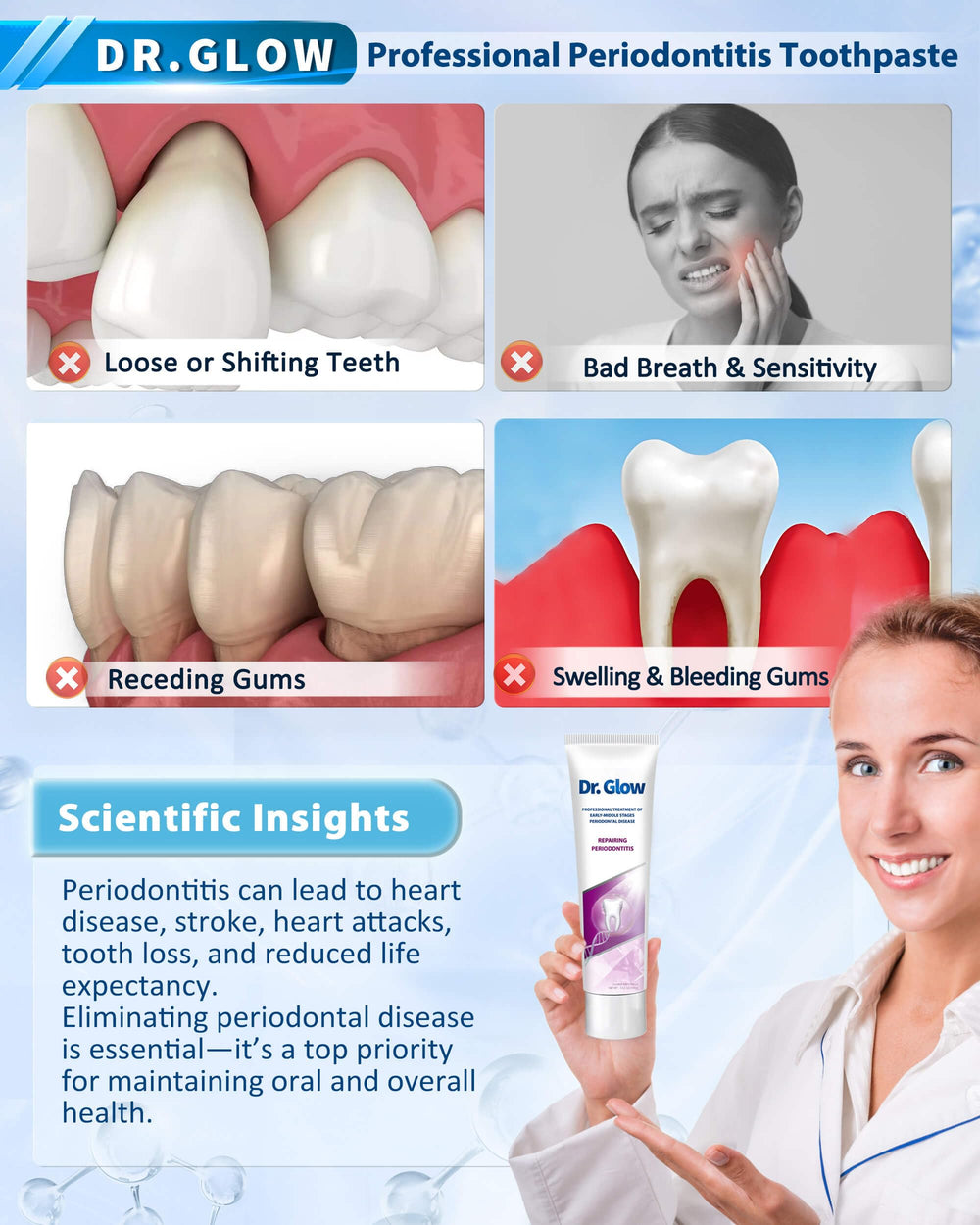 Dr. Glow toothpaste box with two tubes