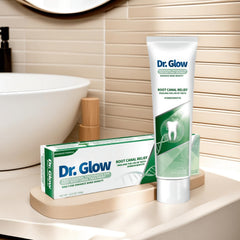 Remineralizing toothpaste bottle on bathroom counter