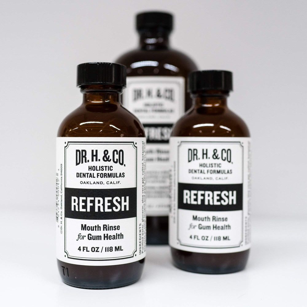 Dr. H. & Co branding on the Refresh Mouthwash label