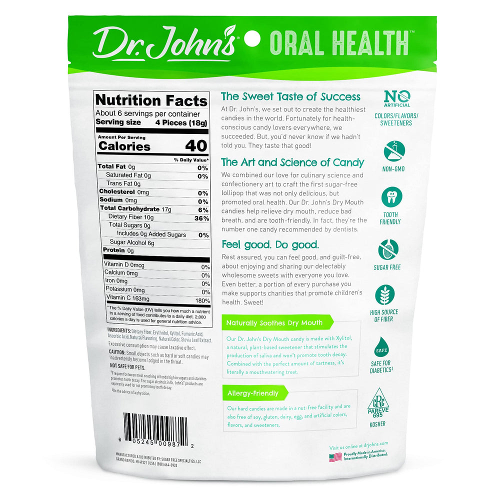 Close-up of Dr. John’s Orange Dry Mouth Drops, sugar-free and keto-friendly