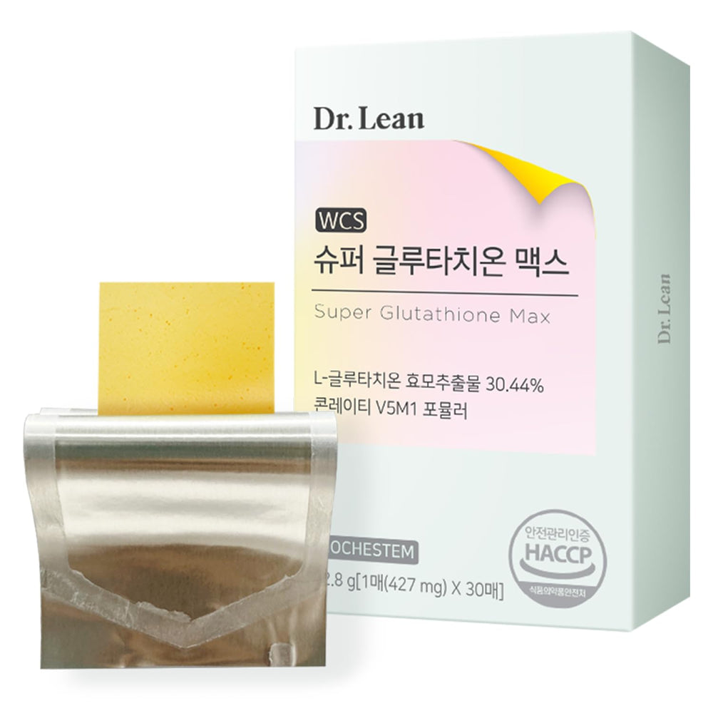 Packaging of Dr. Lean Super Glutathione Max with 30 fast-melt strips.