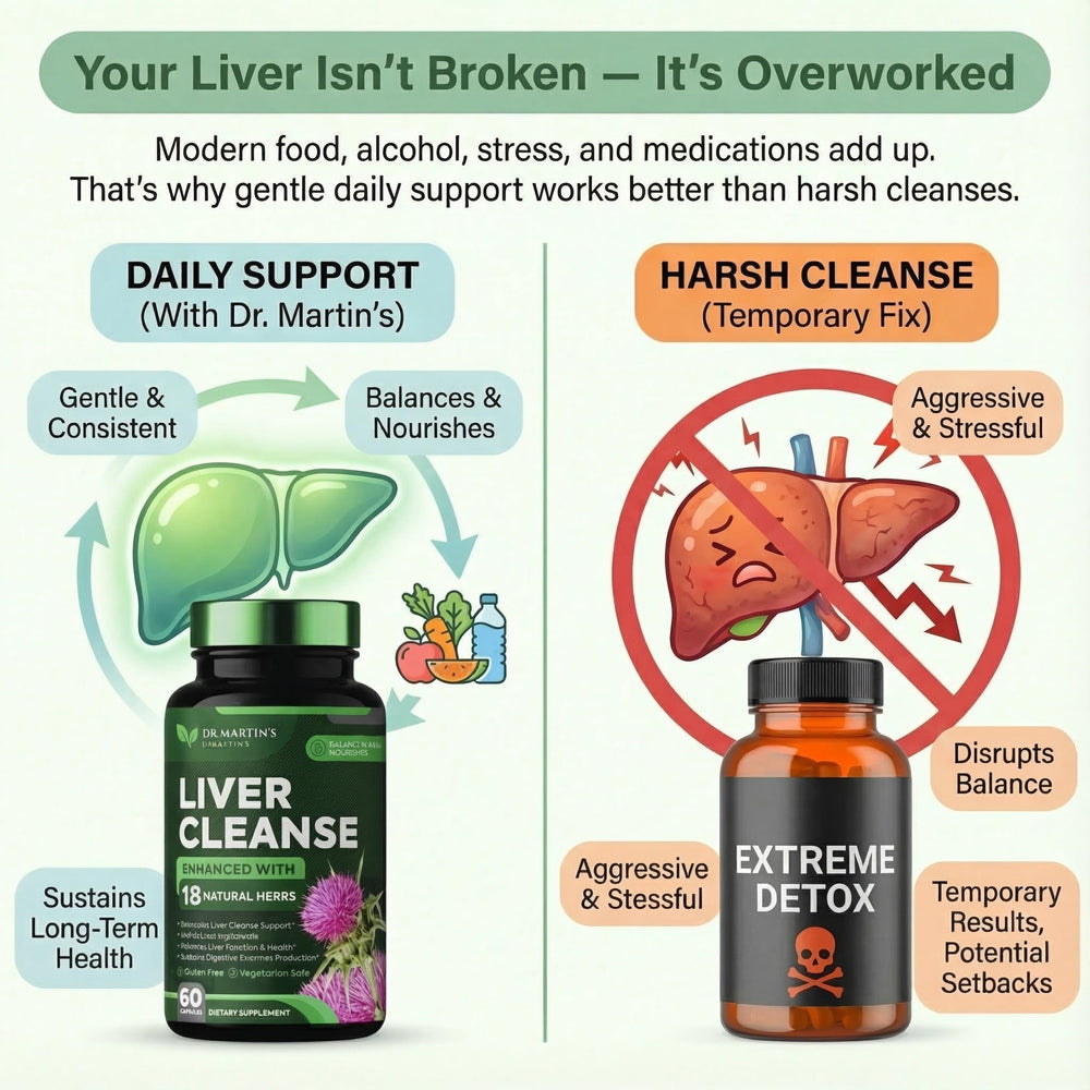 DR. MARTIN'S NUTRITION Liver Cleanse capsules for convenient daily detox and digestion support.