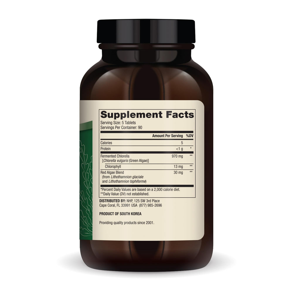 Bottle showing 450 tablets for 90 servings