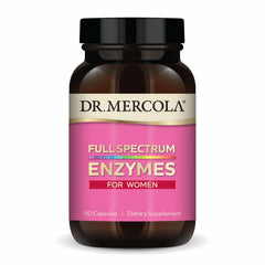 Dr Mercola Full Spectrum Enzymes for Women bottle front showing digestive support on the go