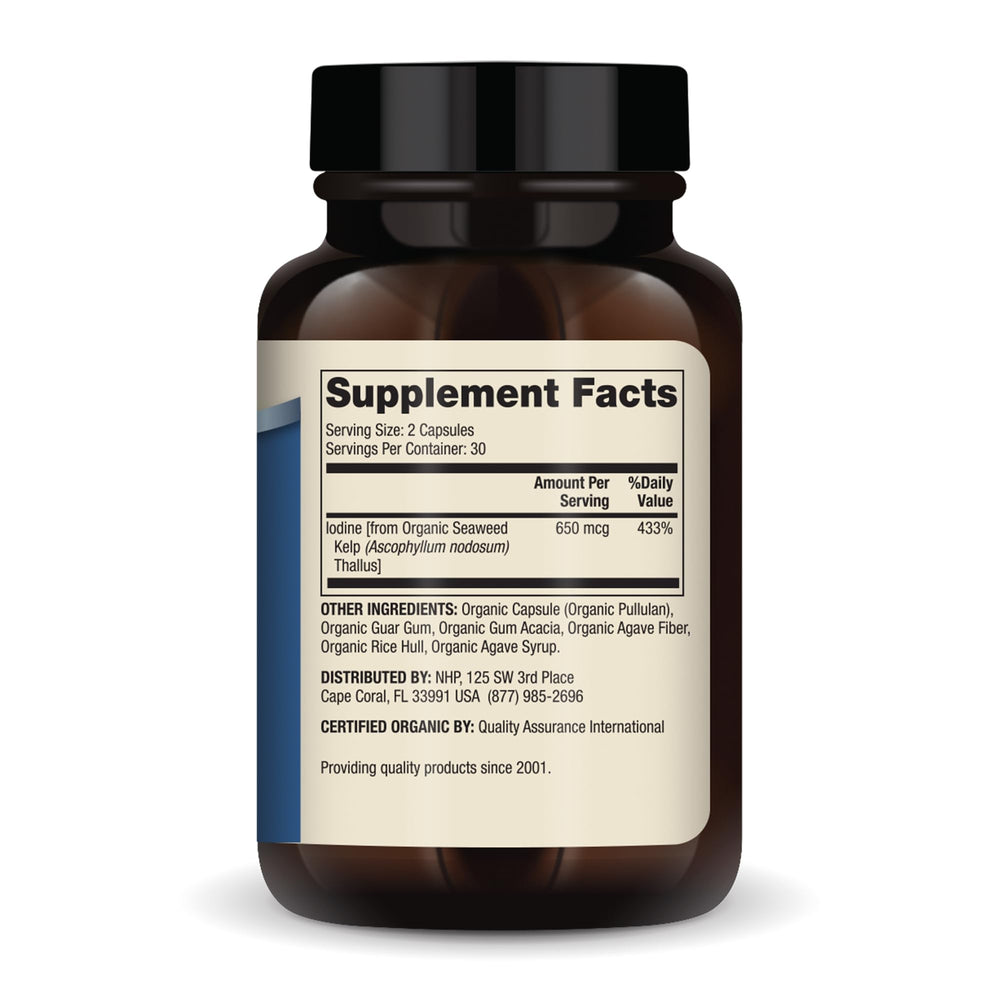 Close-up of Dr. Mercola Iodine from Organic Seaweed capsules