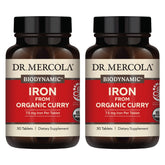 Front label of Dr. Mercola Iron from Organic Curry bottle