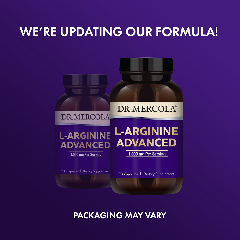 Nutrition facts showing 1,000 mg L-Arginine per serving
