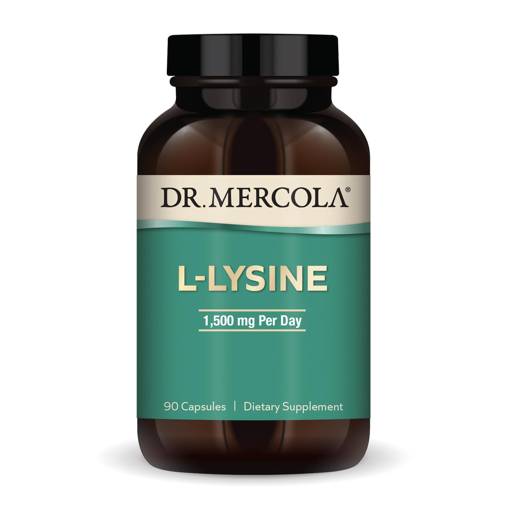 Dr. Mercola L-Lysine bottle with 90 capsules