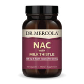 Dr. Mercola NAC with Milk Thistle bottle label showing 60 capsules and 500 mg NAC per serving