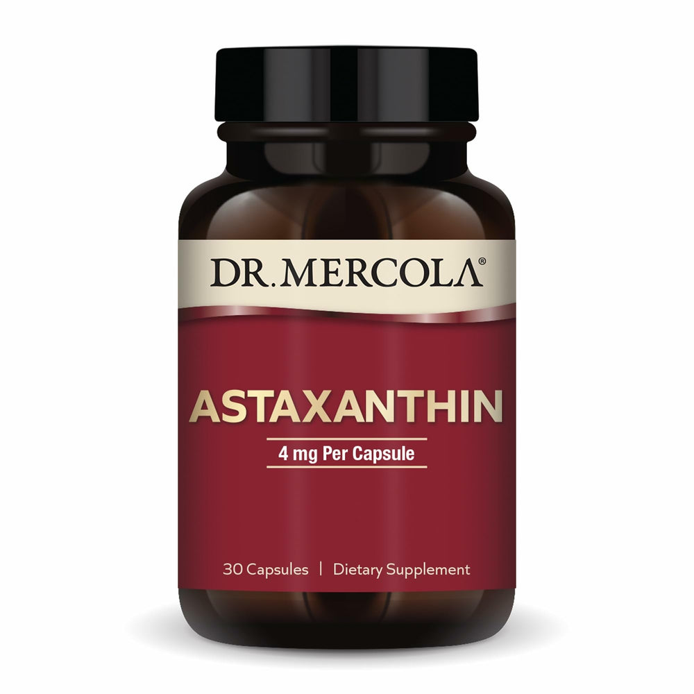 Dr. Mercola Organic Astaxanthin 4 mg bottle front label