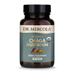 Dr. Mercola Organic Chaga Mushroom bottle label