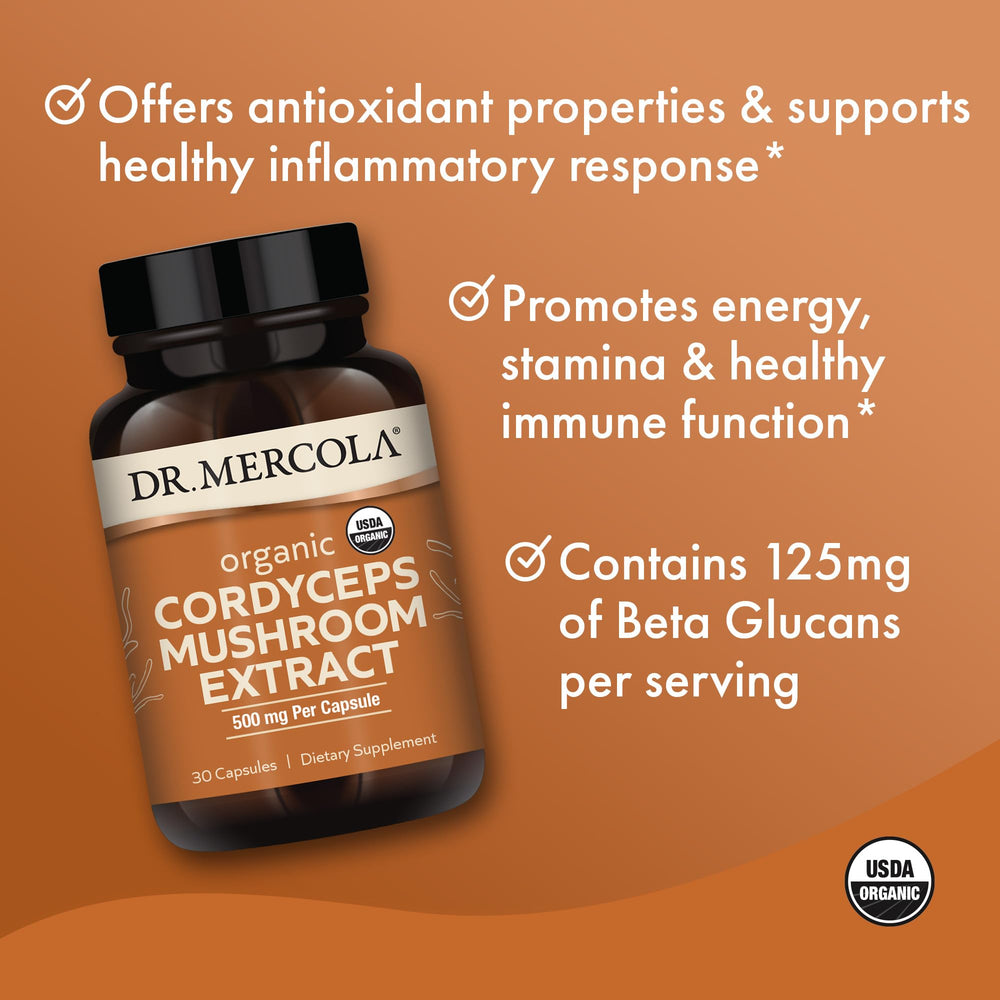 Ingredient panel of Dr. Mercola Organic Cordyceps product