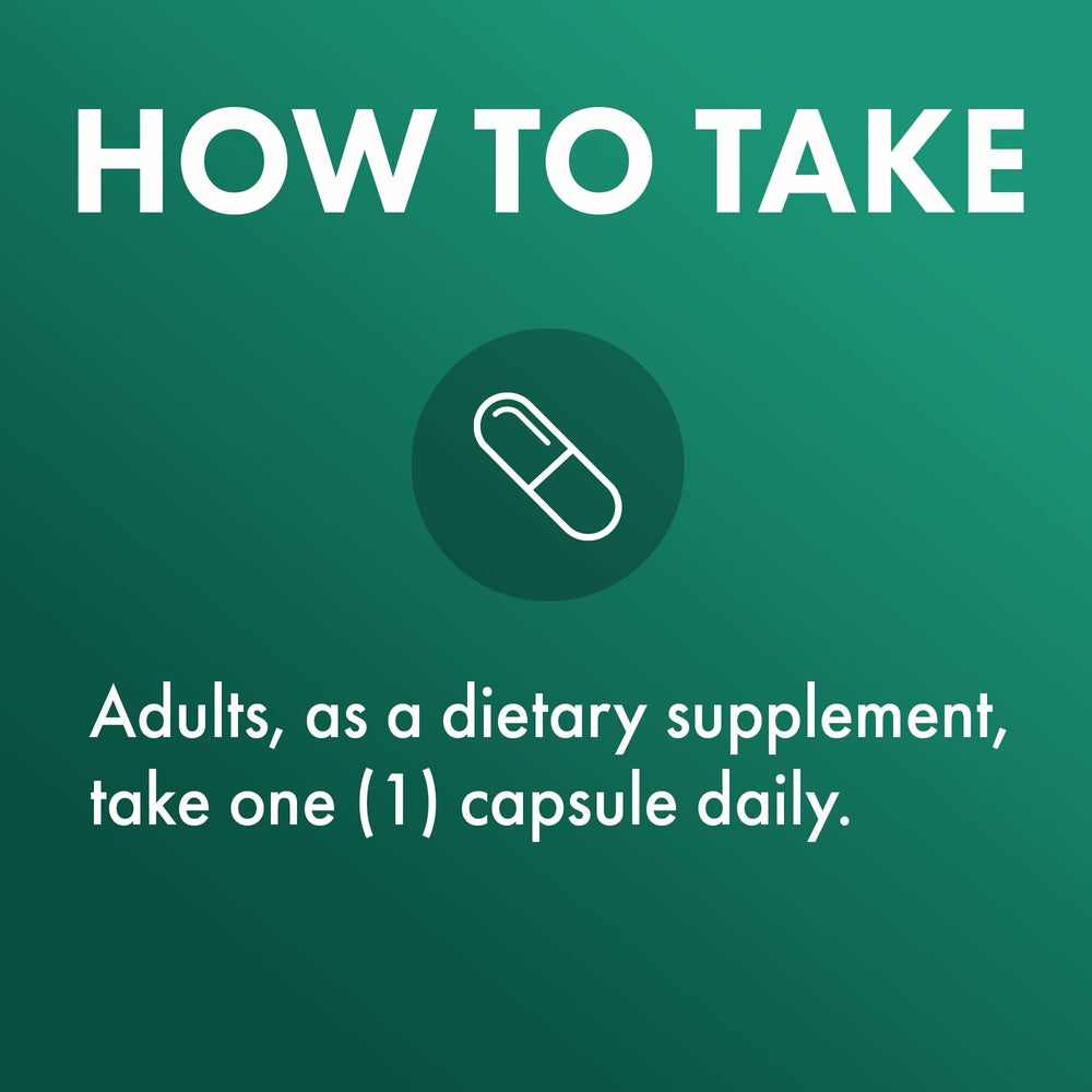 Back of bottle showing serving size and 30 capsules