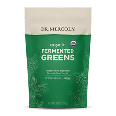 Front view of Dr. Mercola Organic Fermented Greens bottle