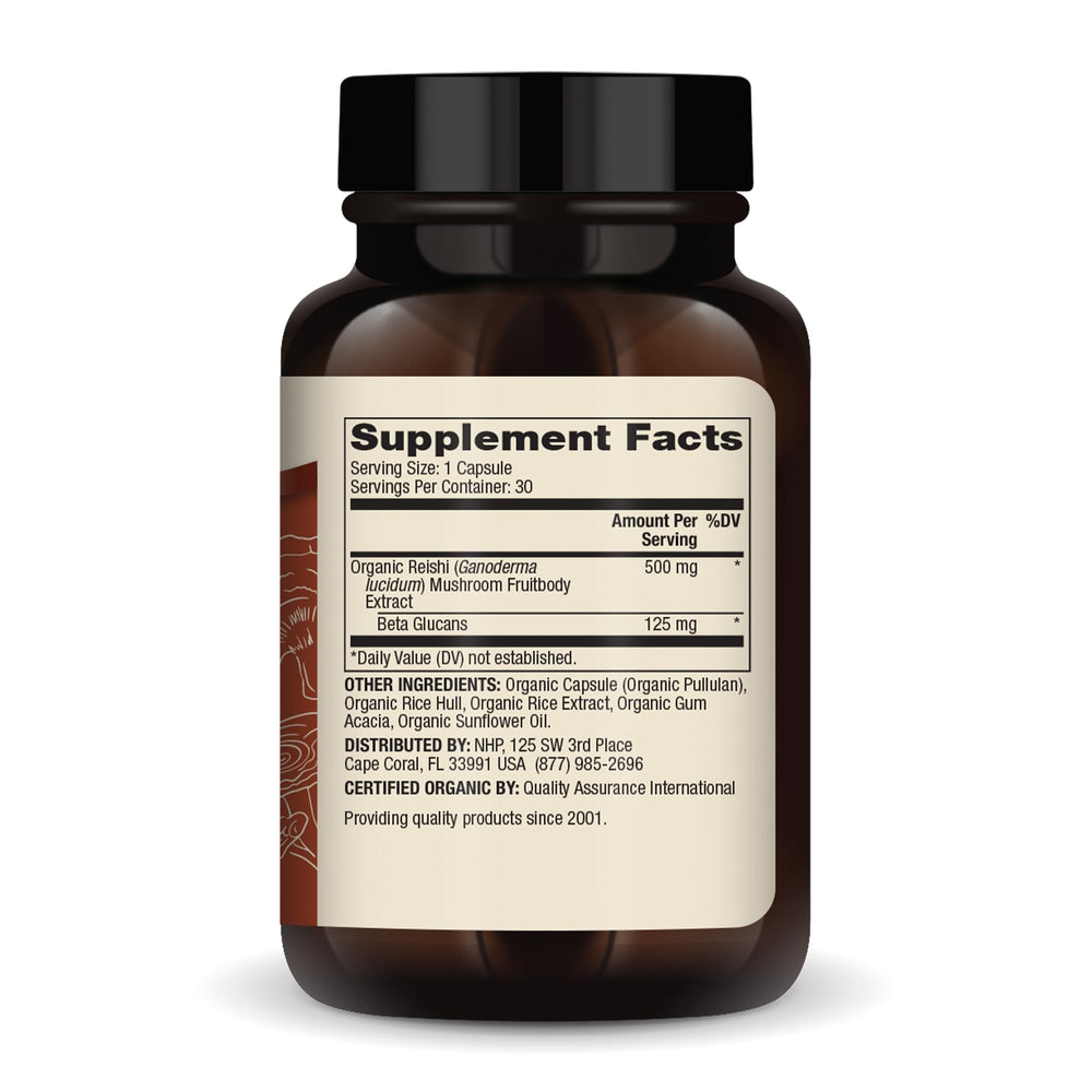 Close-up of Reishi mushroom extract ingredients graphic