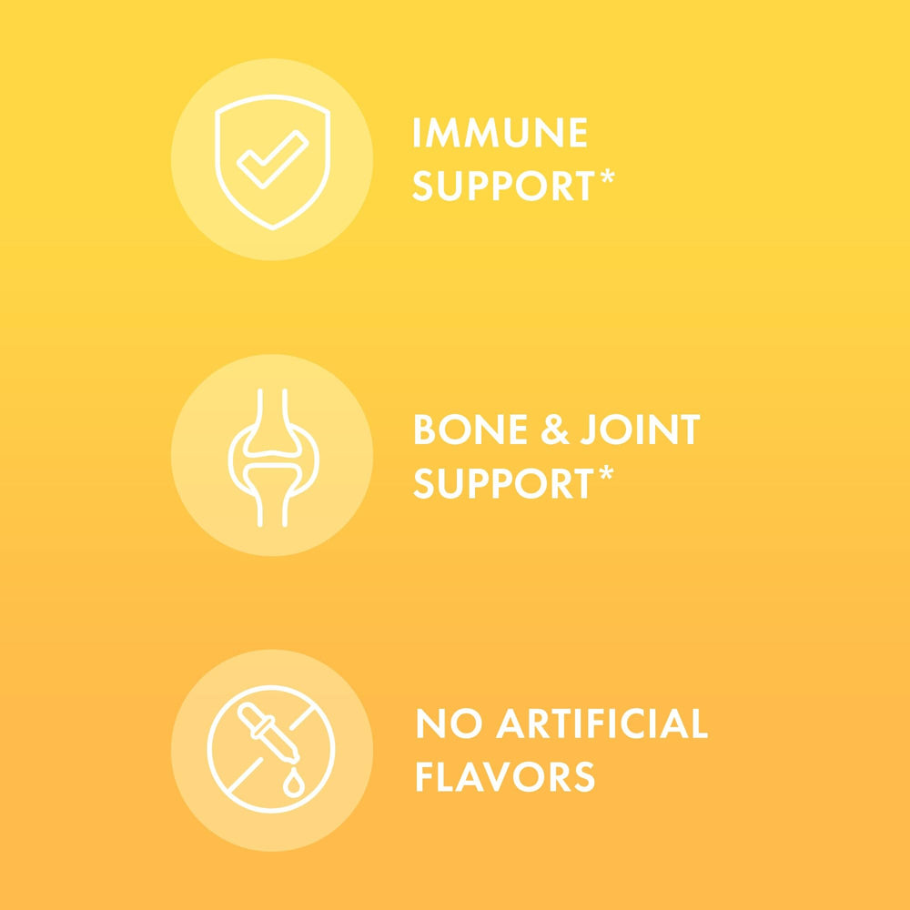 Gummies arranged to highlight bone and immune support