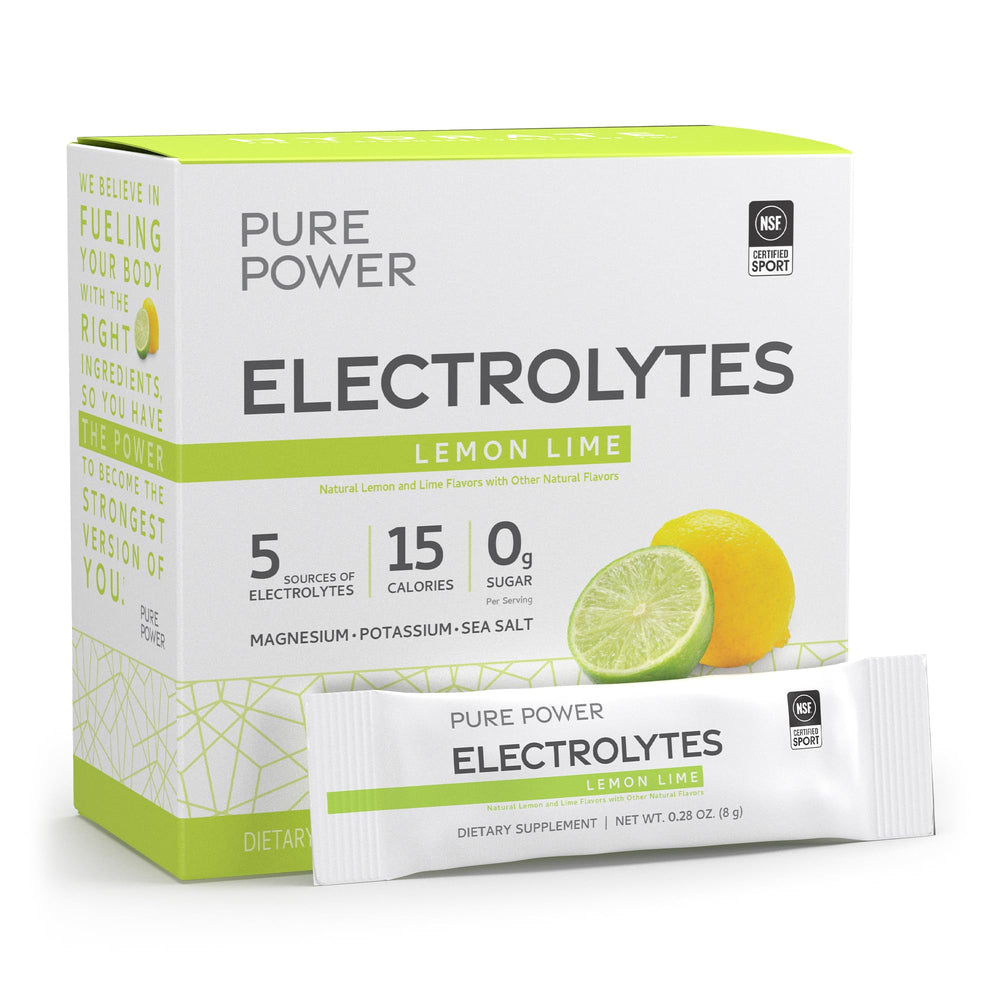 Front view of Dr. Mercola Pure Power Electrolytes Lemon Lime 30 Packets