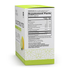 Dr. Mercola Pure Power Electrolytes lemon-lime box showing convenient on-the-go packets