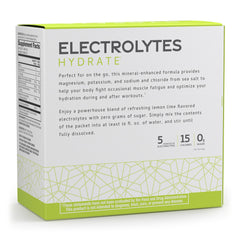 Open Dr. Mercola Pure Power Electrolytes lemon-lime packet ready to pour into water