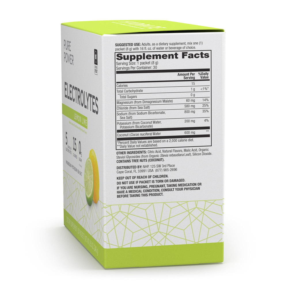 Serving suggestion: one lemon-lime electrolyte packet stirred in water