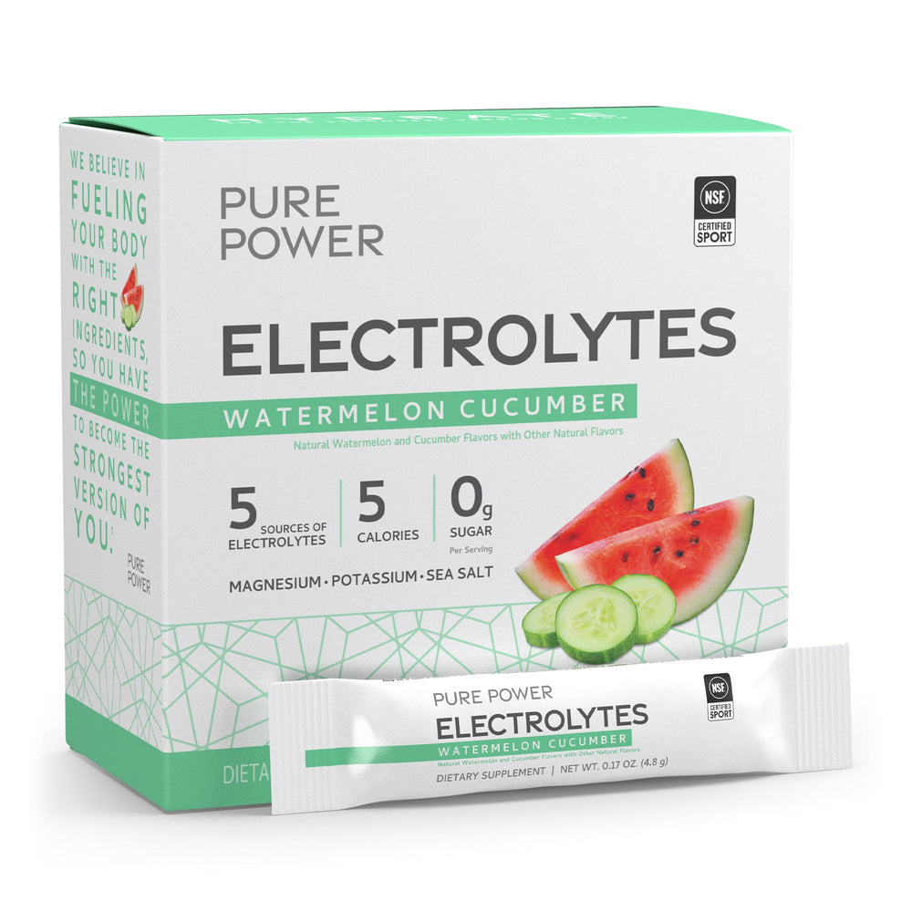 Dr. Mercola Pure Power electrolytes packet helps hydration during workouts.