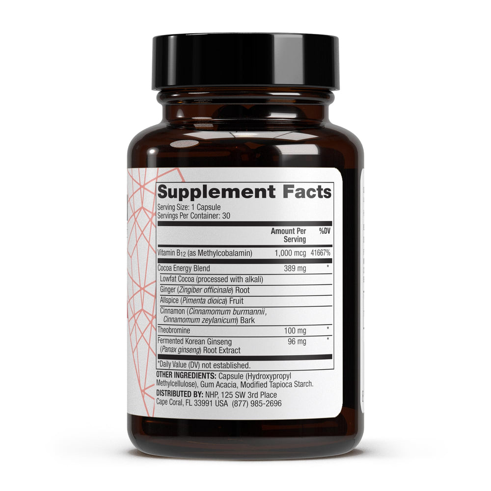 Close-up of packaging reading Ginseng + B12