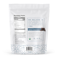 Nutrition facts panel for Dr. Mercola Pure Power Organic Whey Protein Chocolate
