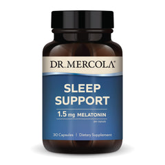 Dr. Mercola Sleep Support with Melatonin bottle and 30 capsules - front view
