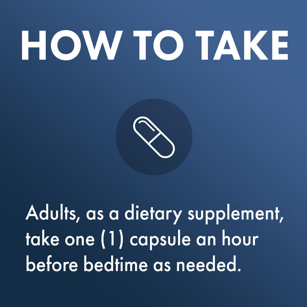 Graphic showing ingredients for Sleep Support with Melatonin including Calming Blend and Neuro Blend