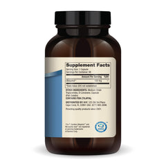 Back label showing ingredients and dosage for Ubiquinol 150 mg