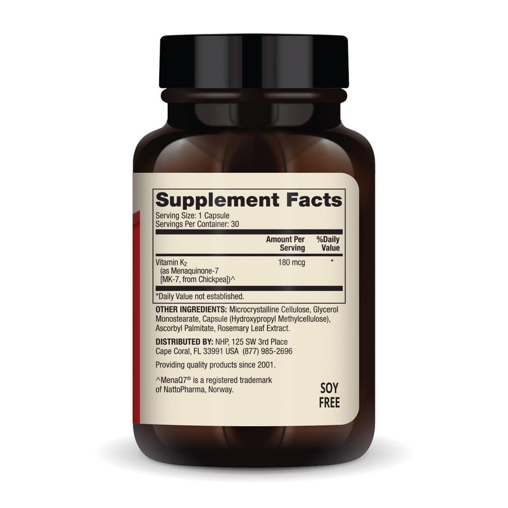 Back side of the bottle showing supplement facts