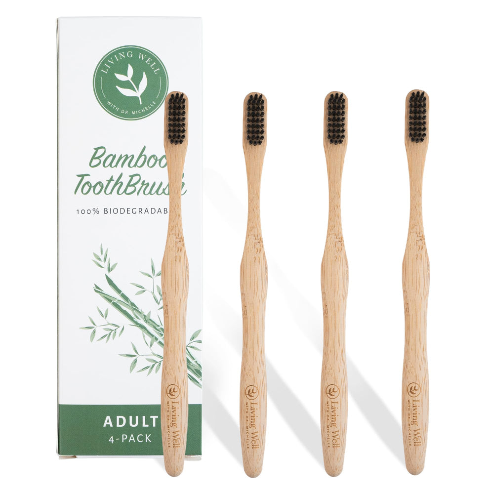 Dr. Michelle Bamboo Toothbrushes 4-Pack with charcoal infusion