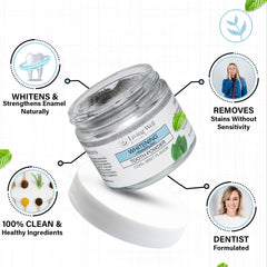 Close-up of Cool Mint remineralizing tooth powder texture