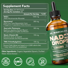 NAD+ liquid drops bottle and dropper for easy dosing