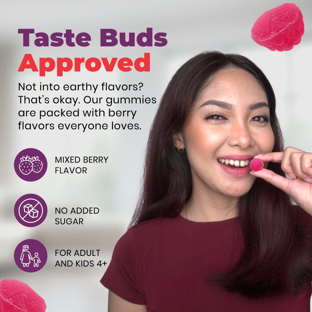 Mixed berry flavor gummies close-up