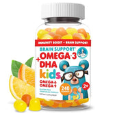 DR. MORITZ vegan omega-3 gummies for kids bottle and gummies